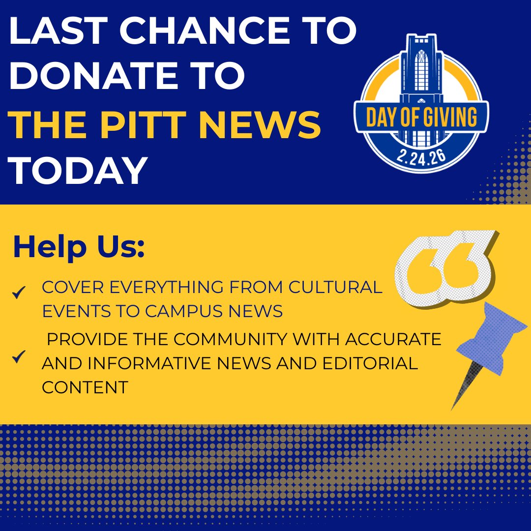ThePittNews's tweet photo. You can still donate to The Pitt News for #PittDayofGiving. Show your support for student journalism by making a donation before the day ends using the link below:

https://t.co/3sIRt41DSd https://t.co/Yo6thVLKSG