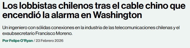 Francisco Moreno, militante UDI (sobrino de Jaime Guzmán), ex subsecretario de Telecomunicaciones de Piñera, principal lobbyista del cable submarino chino (hoy en LS):