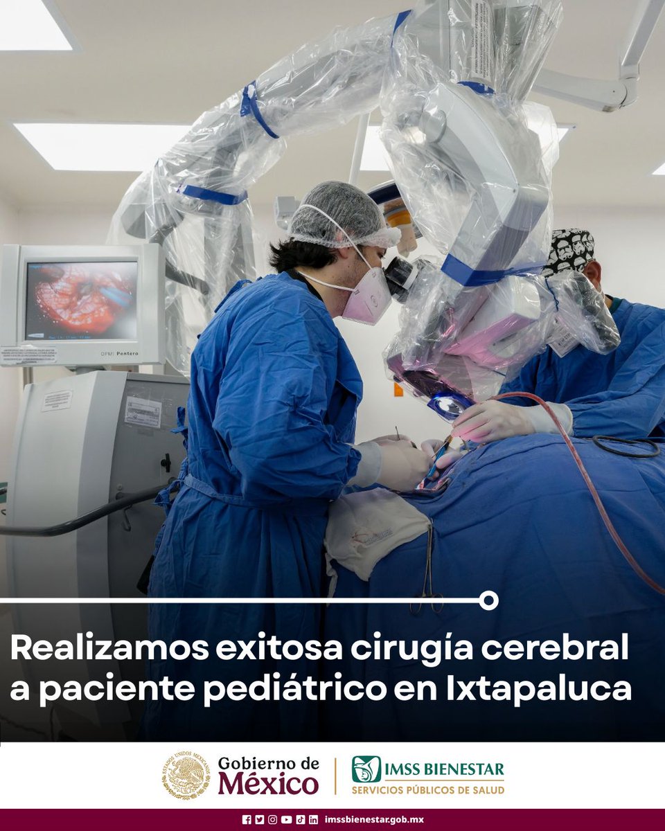 HRAEIxtapaluca's tweet photo. En el #HRAEI #IMSSBienestar realizamos con éxito la extirpación de un tumor cerebral en un paciente pediátrico de 15 años🧠🌟
Esta intervención refleja la capacidad resolutiva de la institución para atender casos de alta complejidad.☝
Para conocer más:🔗https://t.co/K7QaA9KbmJ https://t.co/gASzd9IRYk