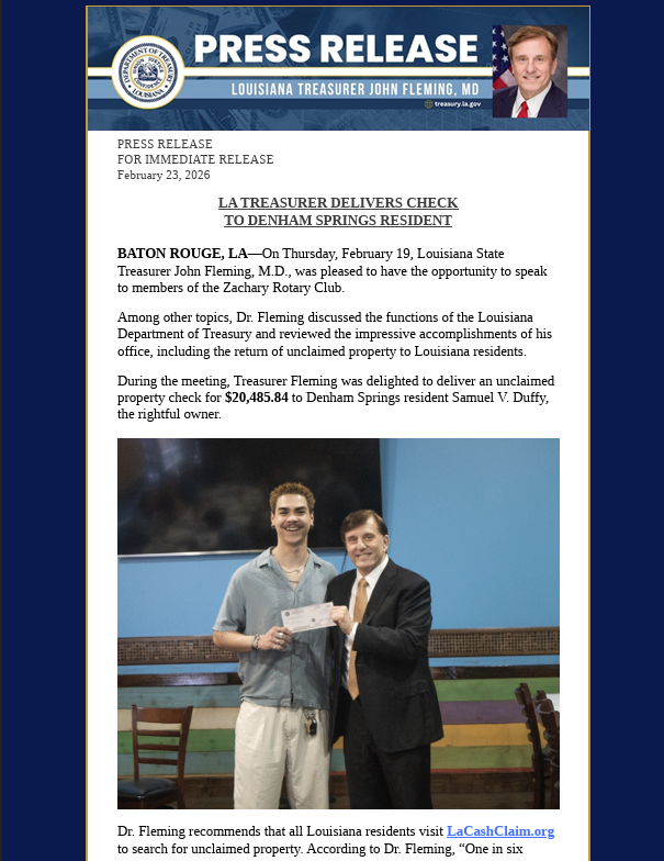 John Fleming, MD Louisiana State Treasurer tweet media