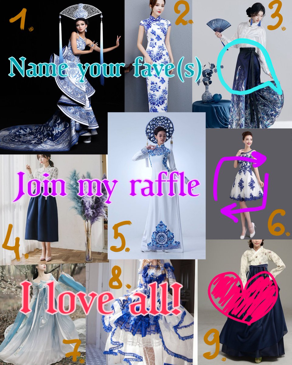 Ogin_WIPs's tweet photo. Gowns from Google Image Search
โผ๏ธART RAFFLEโผ๏ธ
DEADLINE: March 1, midnight Pasific Standard Time.
Retweet for a chance to win a custom outfit from me! I'll pick one random winner on March 2.
Btw, the prize doesn't have to be Asian-inspired, the pictures were chosen just cause I liked them. I'll post a few of my own examples in the thread below.
#arttwitter #artistsontwitter #artraffle #freeraffle #freeart #customoutfit #outfitdesign