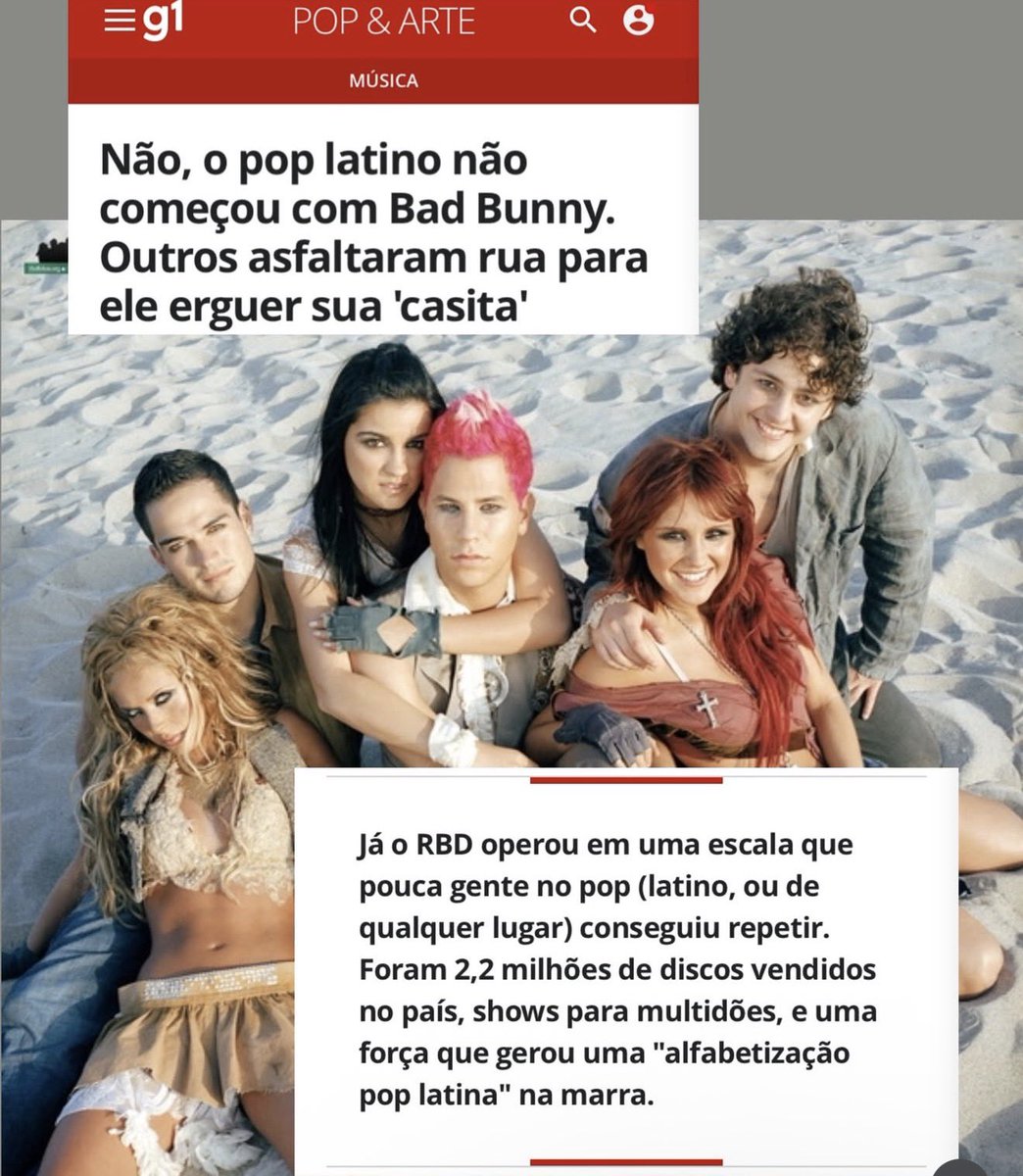 adoro o bad bunny mas isso aq é a mais pura verdade kkkk rbd eh um dos maiores responsáveis pela cultura latina aqui HA ANOS