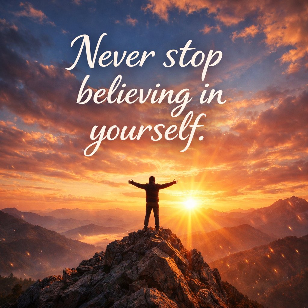 Never stop believing in yourself.