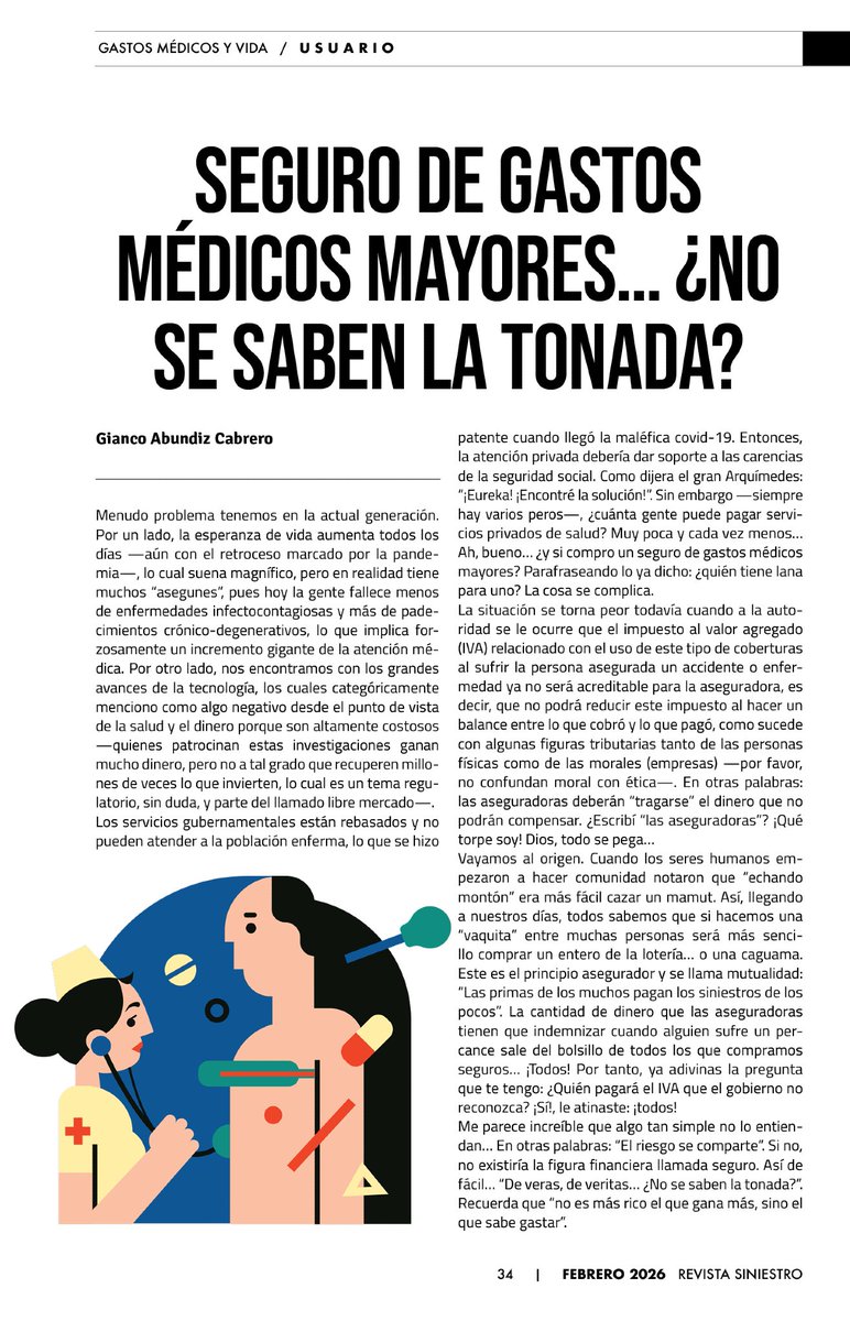 Sobre el seguro de Gastos Médicos Mayores, Gianco Abundiz reflexiona acerca de la situación del pago del IVA y los asegurados.
tinyurl.com/mr2tt8du
