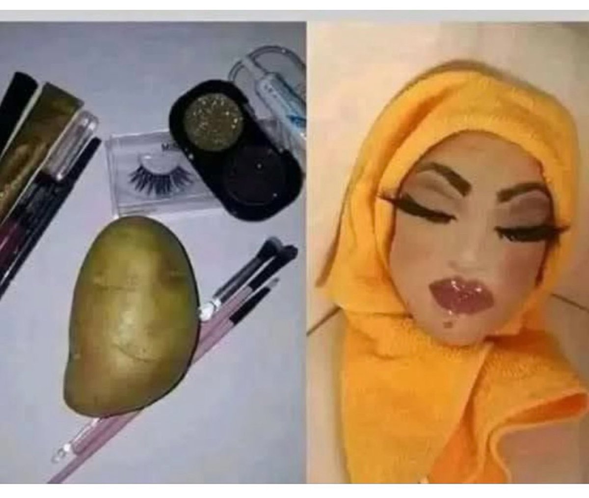 MorrillFlor's tweet photo. @HazelAppleyard Even a potato looks good with make up
dude https://t.co/9C5SfFviFF