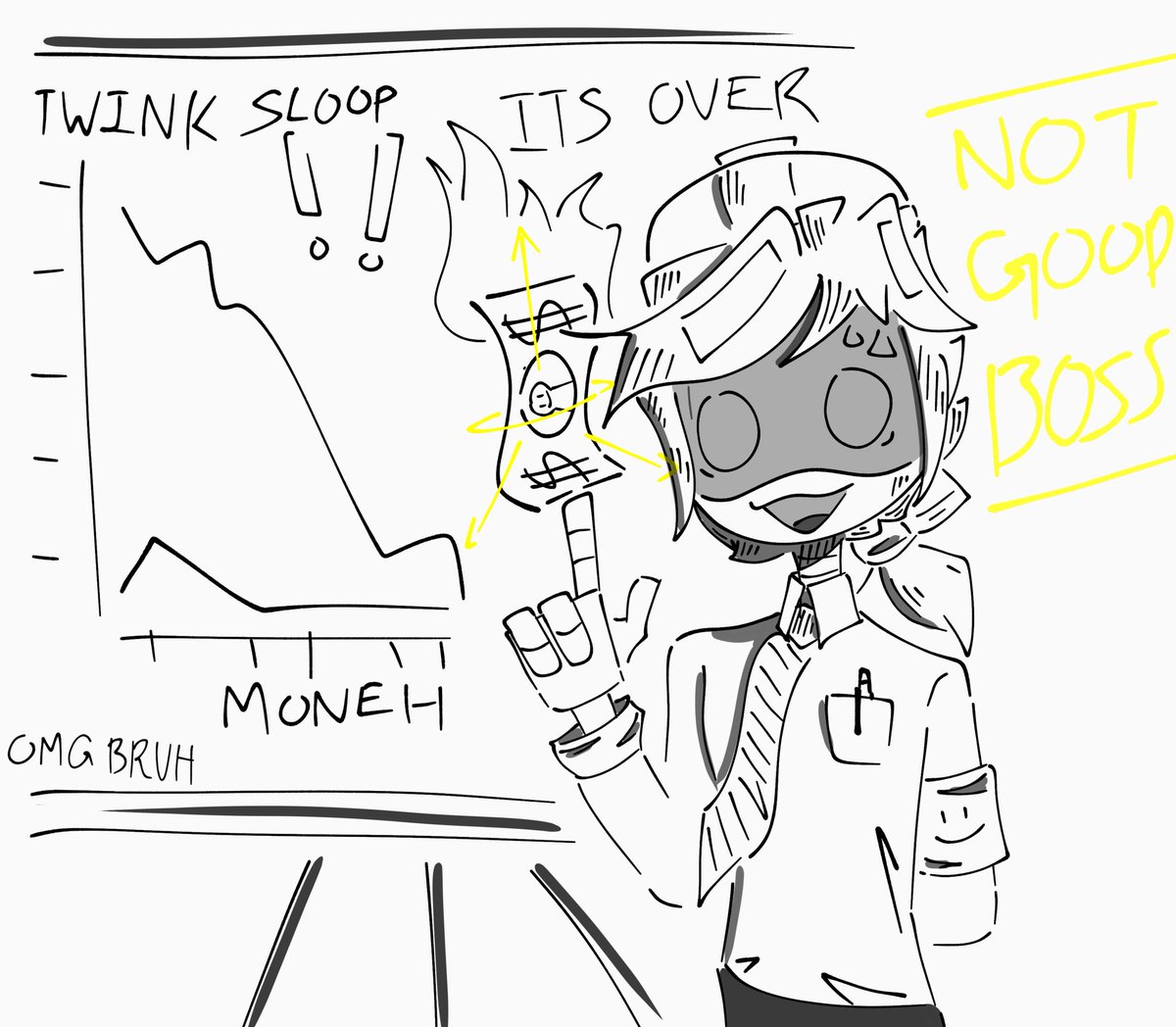 (quick bullshit doodle)

Syn giving the boss some current company realities