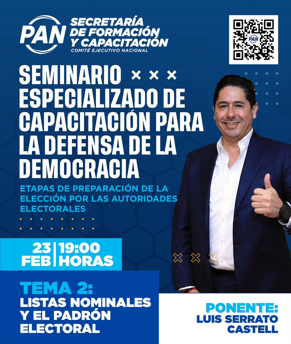 🔵 La democracia no se improvisa. Se entiende, se estudia y se defiende.

Este 23 de febrero a las 19:00 hrs. (TCM) tenemos la segunda sesión del Seminario Especializado de Capacitación para la Defensa de la Democracia.

1/2