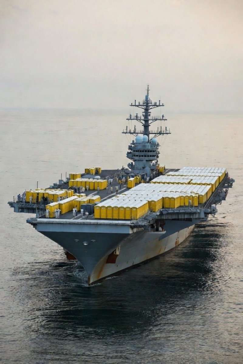 Greece just lent about 150 portable toilets to the USS Gerald Ford. 

Now they can sail towards Iran.