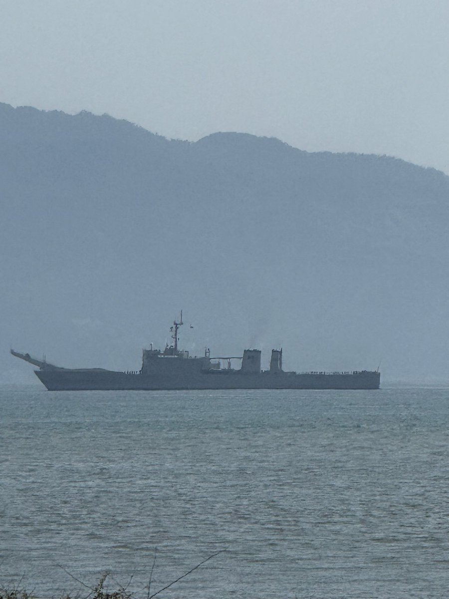 luke_azz's tweet photo. @WorldAltMedia Here is a photo of it taken by mother who is in Puerto Vallarta. It’s the ARM Usumacinta A412. It’s Navy tank landing craft. Obviously you can see there is massive amount of crew on the deck.  I doubt optics is their primary objective https://t.co/WDPn5zhsZ4