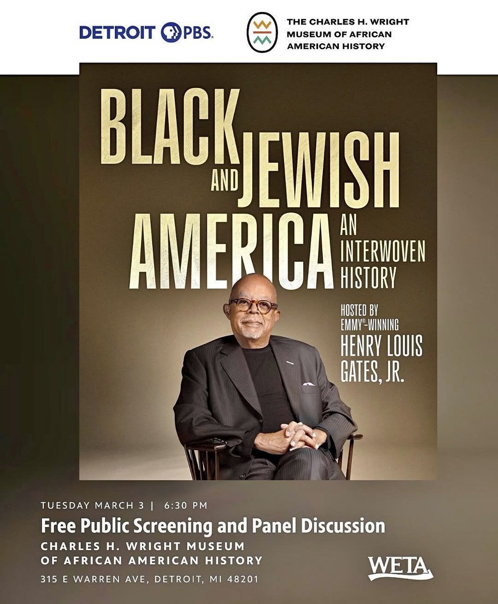 #Detroit 

Special screening of Black and Jewish America by <a href="/HenryLouisGates/">Henry Louis Gates Jr</a>, followed by a Detroit-focused panel discussion.
 eventbrite.com/e/black-and-je…