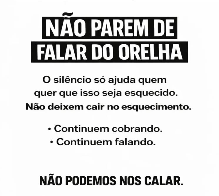 Todos os dias vamos postar algo sobre o Orelha. Todos devemos fazer isso. Todos devemos isso a ele, ao Orelha. Vamos manter viva a luta pelos animais! #justiçapororelha #cadeiaparamaustratos