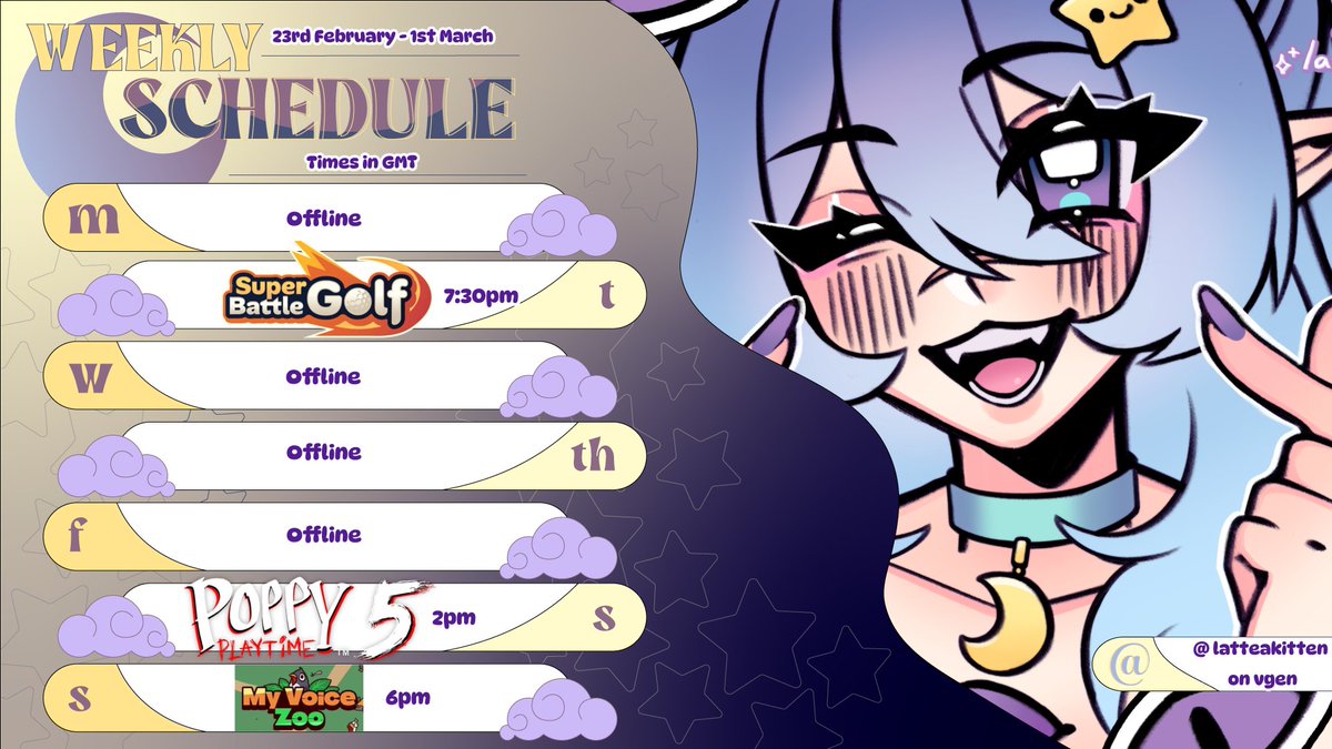💫Stream schedule for this week💫

#Vtuber #VtuberEN #streamer #singer #binylee