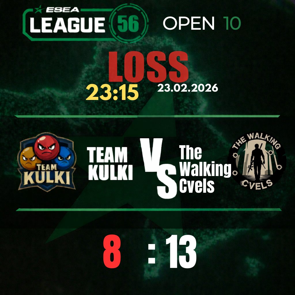 Porażka na Mirage i pod znakiem zapytania staje nasz awans do playoff. Czekamy na wyniki pozostałych drużyn. 
Więcej informacji wkrótce.

🆚The Waking Cvels🇵🇱
Bilans: 7 - 7