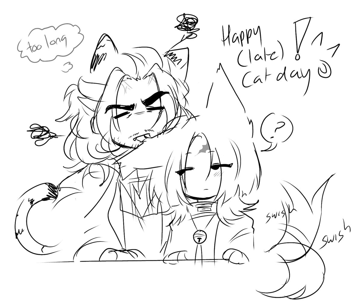 Huantuah's tweet photo. #Tigerfish 🐯🐟  are wishing you a happy (late) cat day! The thought of Lei heng being a tiger and shusui being some large, extremely fluffy housecat made me giggle. https://t.co/WPgsVbXl0l