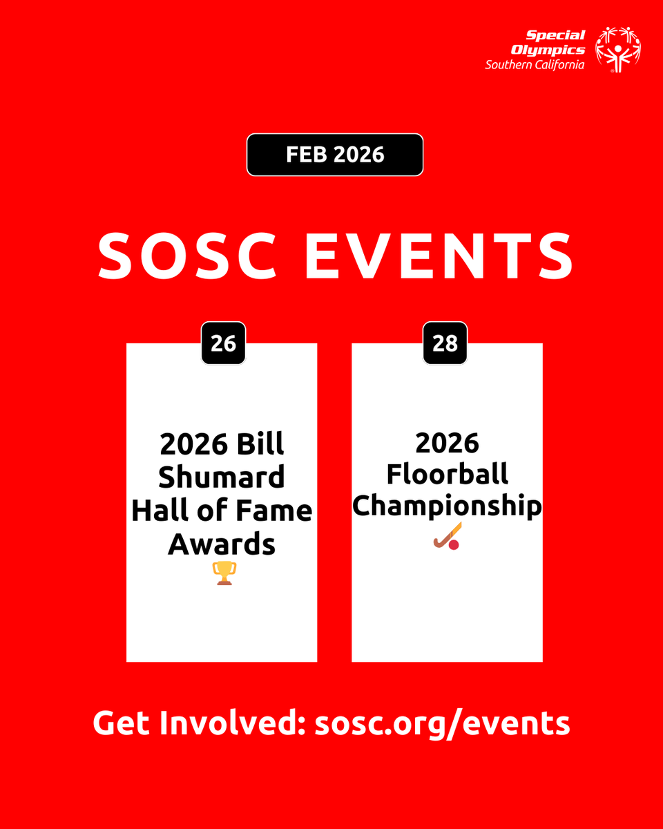 SOSoCal's tweet image. This week! We’re honoring Law Enforcement and SOSC athletes at the Bill Shumard Hall of Fame Awards. 🏆   

An action packed Floorball Season comes to a close at this Saturday’s Floorball Championship! 💥🏑

#WeAreSOSC #ChoosetoInclude #FBC