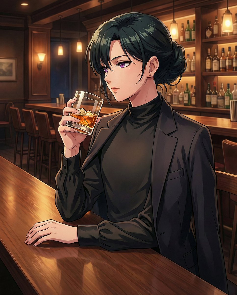 パパ、行きつけのバーでウイスキーを楽しむ❤何飲んでるんだろ