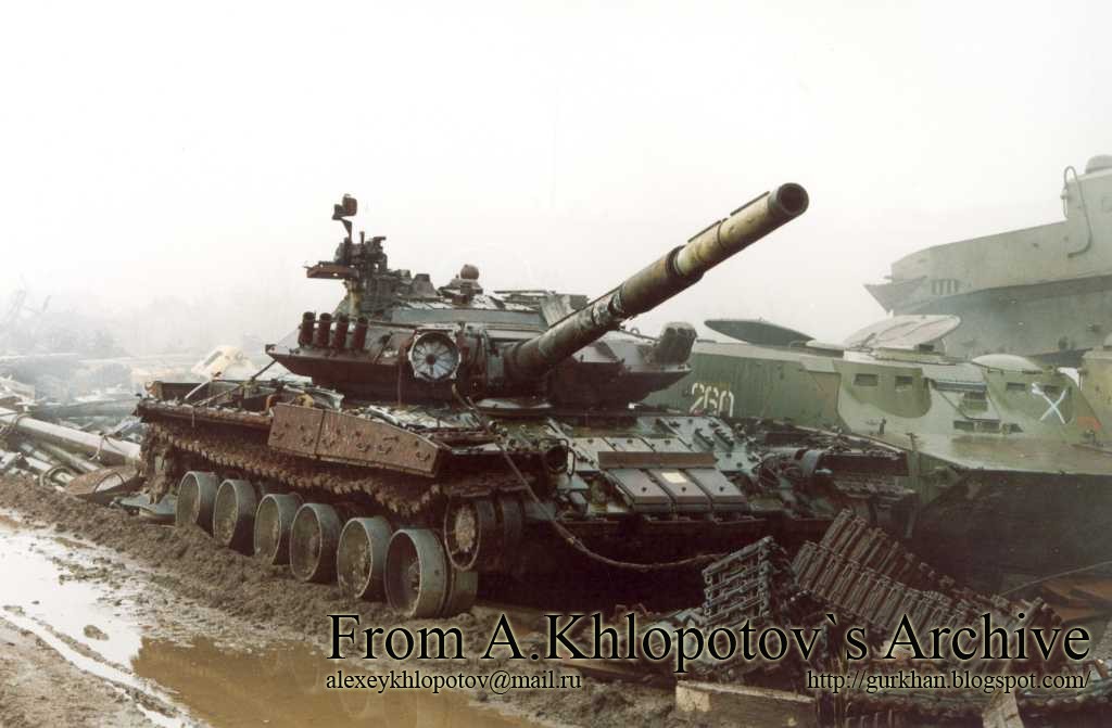T-80U of the 4th Guards Tank Division after the results of a catastrophic fire accident in the unit headquarters in Naro-Fominsk

The fire broke out on July 28, 2003 resulting in a destruction of 3 tanks. The vehicles were later scrapped