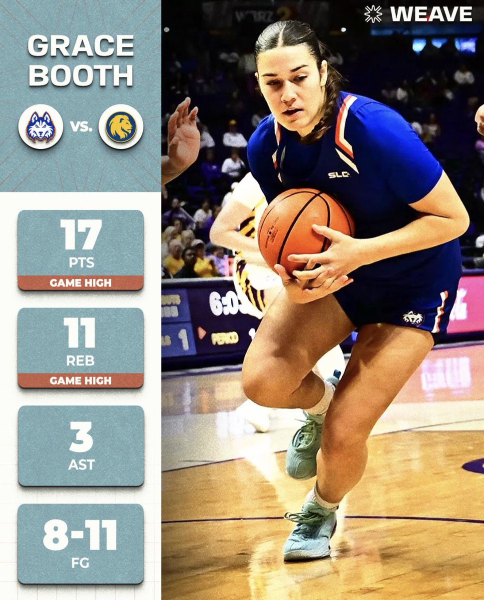 Back to back game high’s and back to back double doubles for Grace Booth. #WEAVE 🧶