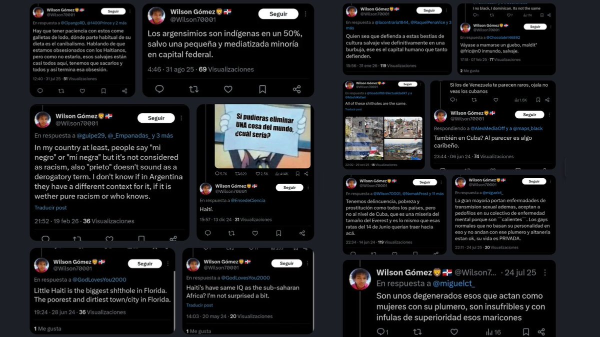 Ahora soy biógrafo de 10m parece.
Los racistas como él tienen miedo de que les revise el historial. Te acusan con el dedo de lo que ellos hacen x 3
En Argentina hay problemas, sí, pero no se compara en magnitud ni escala con los otros países.
Todo es debatible si hay respeto.