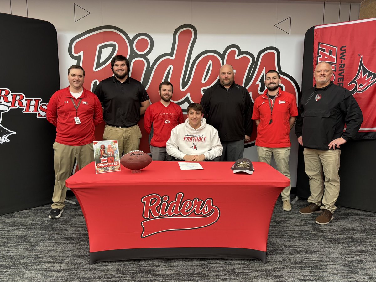 RRHSactivities's tweet photo. Congratulations to Jack Helgeson on signing your NLI to play football at the University of Wisconsin - River Falls next fall! @UWRFFootball #RideAsONE https://t.co/4LtkqcO7PC