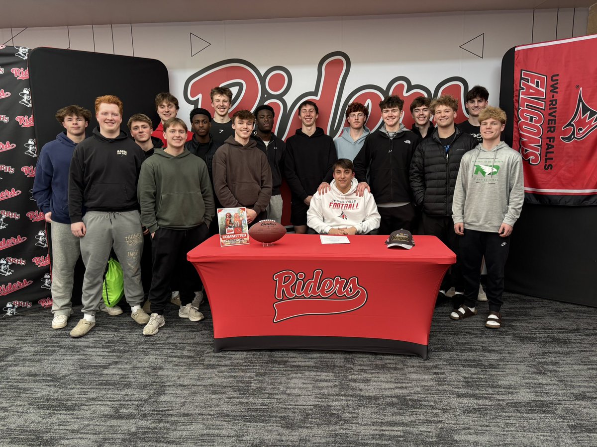 RRHSactivities's tweet photo. Congratulations to Jack Helgeson on signing your NLI to play football at the University of Wisconsin - River Falls next fall! @UWRFFootball #RideAsONE https://t.co/4LtkqcO7PC