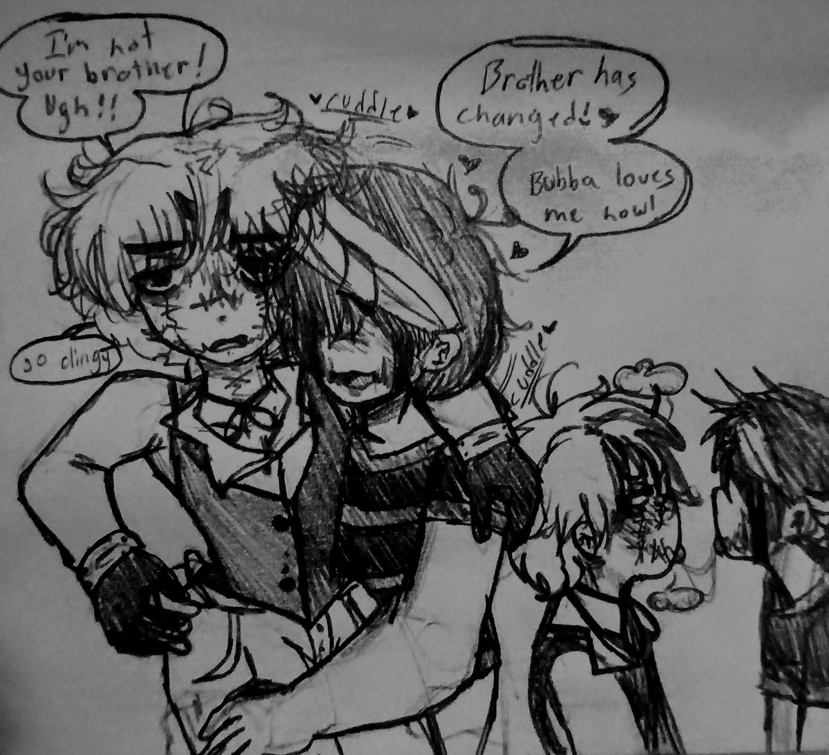 CrybabyAfton83's tweet photo. 1) Evan is too clingy to Mike! Mike is clearly frustrated.
2) Mike can't say he doesn't have a nice body, even if he's a man.
3) Literally Evan's childhood with Mike. It's Mike's fault he's the way he is now.
#aftoncest #nsfw #mikeevan https://t.co/mzE4soEbOr