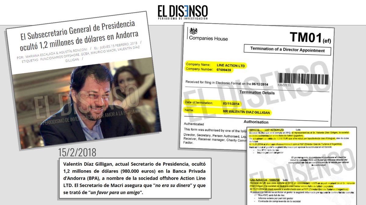 🚨En 2018 Valentín Díaz Gilligan tuvo q renunciar a la Secretaría de Presidencia x ocultar USD 1,2 millones en una cuenta en Andorra
♻️Jorge Macri lo recicló en el Ente de Turismo
💸Es el funcionario que contrató x $80 millones a la parrilla Don Julio por la Fiesta del Tomate🍅