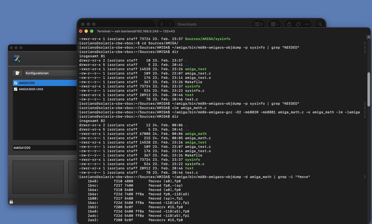 Iggi76123640's tweet photo. Why for gods sake does it always have to be a pain getting this Linux stuff up and running on a real #unix like #solaris? But finally „bebbo‘s amiga-gcc“ runs on Solaris 11.4.81 CBE (x86) and produces executable #amiga code. Next step is getting it to work on #openindiana #sparc https://t.co/ffk55uMn9R