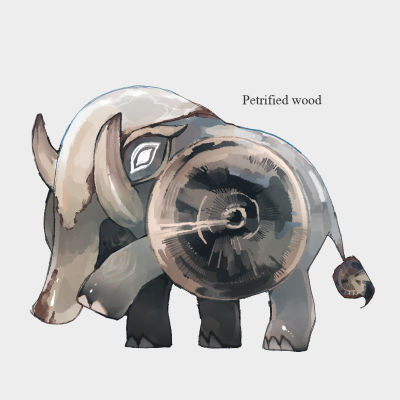 toji_ishi's tweet photo. 手持ちの鉱物標本を生き物っぽく描くやつ。
見どころ沢山の珪化木。お気に入り。 https://t.co/r5npXpSraA