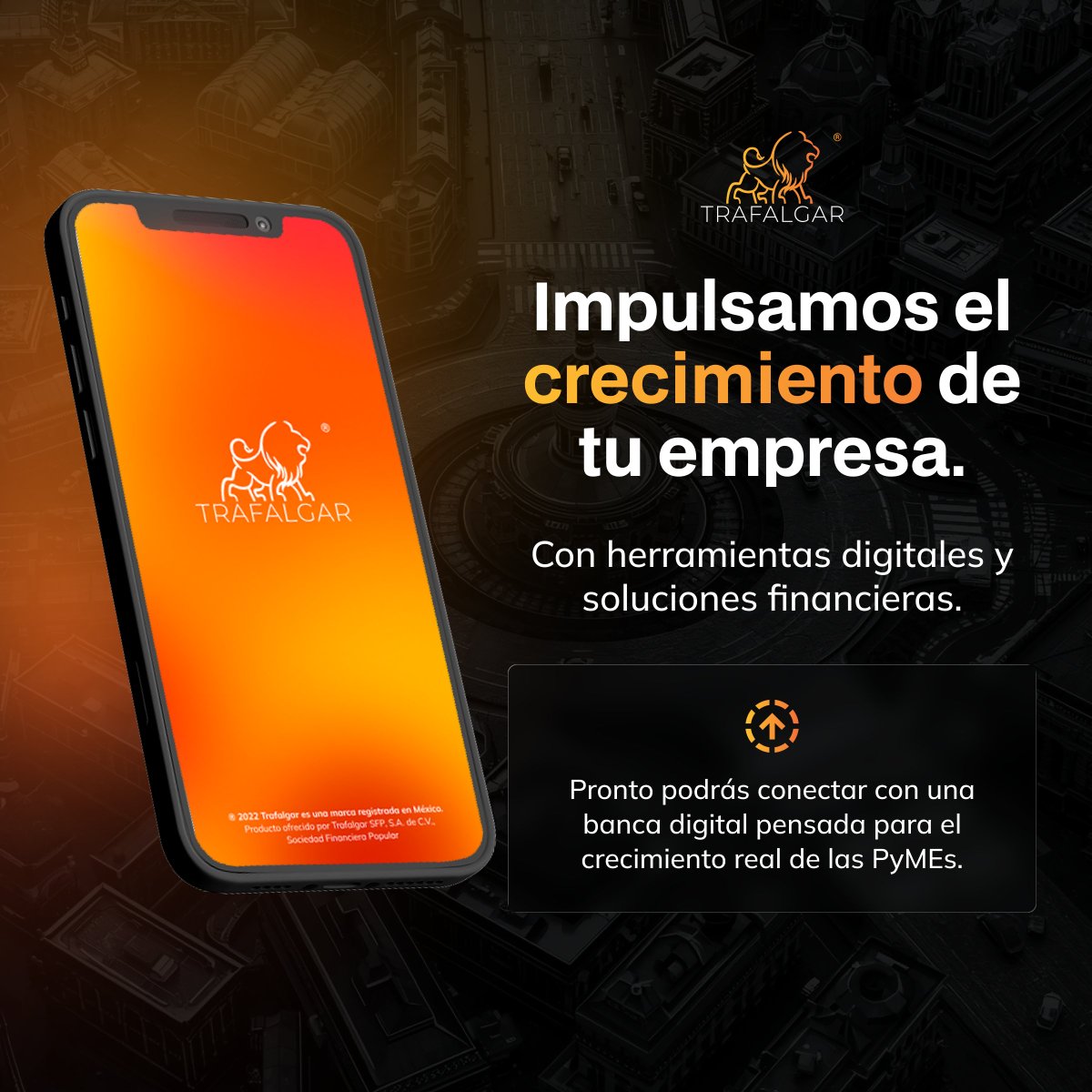 TrafalgarMex's tweet photo. En Trafalgar seguimos firmes en nuestra misión: facilitar el acceso al crédito y servicios financieros para las PyMEs mexicanas. 
Porque cuando ellas crecen, crece México. 🇲🇽
#Trafalgar #PyMEs #Innovación https://t.co/SZDD0YlIBQ