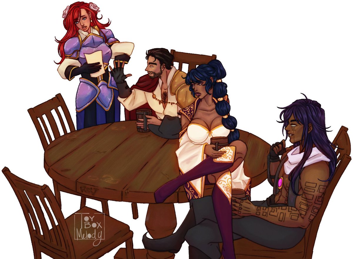 We met at a tavern
DnD AU 
Aila and Persia belong to <a href="/inupii1/">Inu</a>
