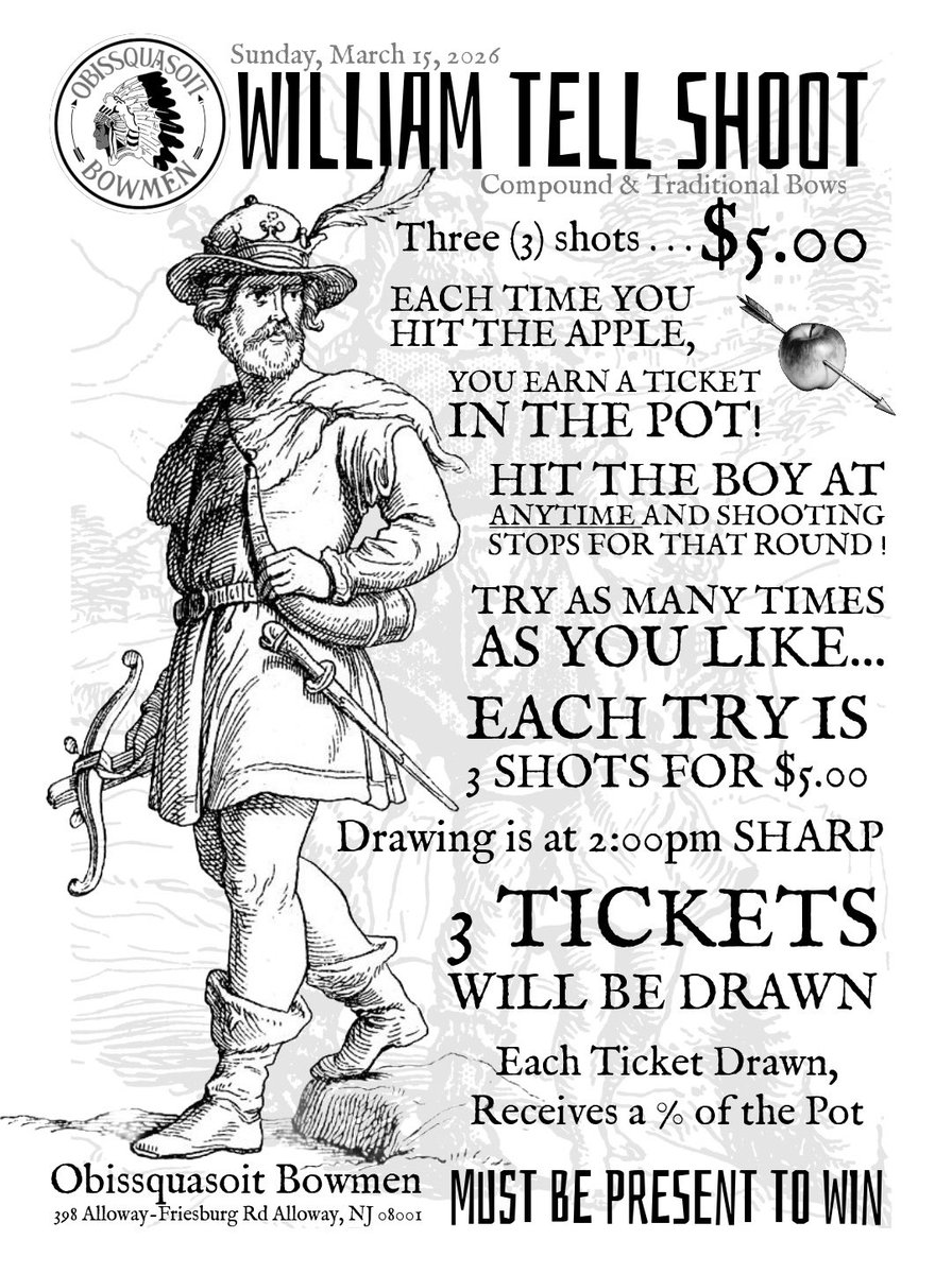 obissquasoit's tweet photo. 13th Annual TANJ 3D “March Madness” 
𝗦𝗮𝘁 &amp; ��𝘂𝗻 𝗠𝗮𝗿𝗰𝗵 14 &amp; 15, 2026
42 3D Rinehart Animal Targets
•Swap Meet
🎯Novelty Shoots:
•Sat 3/14 "Eagle Eye"
•Sun 3/15 “William Tell"
•SATURDAY = TANJ “APPRECIATION” DAY

REGISTER: 7:30-10𝗔𝗠 BOTH DAYS
https://t.co/P1SzXCswe0 https://t.co/Dd3qVjvuqO