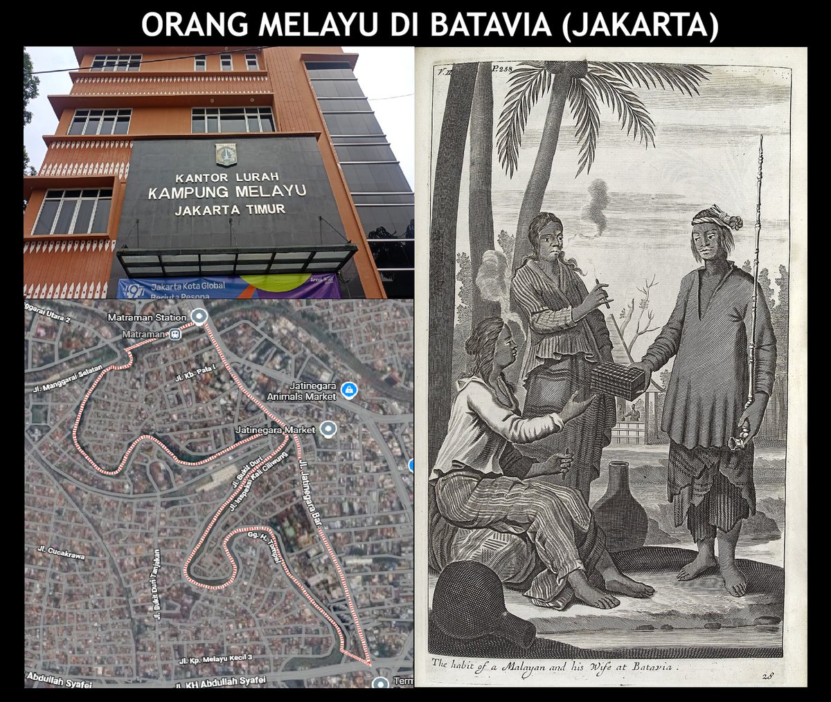 Sejarah Melayu di Batavia (Jakarta) sebenarnya sdh lama dan kesannya masih dapat dilihat sehingga ke hri ni. Antara bukti kewujudan Melayu di Batavia ialah Kpg Melayu yg dibuka oleh Wan Abdul Bagus dri Patani. Antara bukti terbesar pengaruh Melayu di Batavia ialah org Betawi.