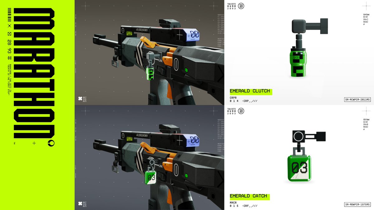 MarathonTheGame's tweet image. Marathon players on Xbox Series X|S will automatically receive the exclusive Emerald Clutch Weapon Charm and Emerald Catch Weapon Charm when Marathon releases on March 5.