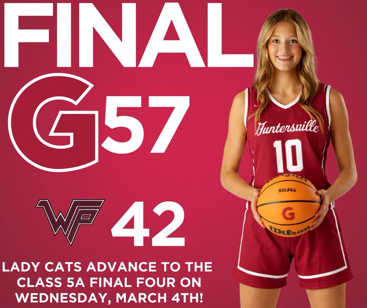ghsladycathoops's tweet photo. The lady cats are final 4 bound after defeating #1 West Point 57-42!!🏀🐾 https://t.co/9ehvWAXZbm
