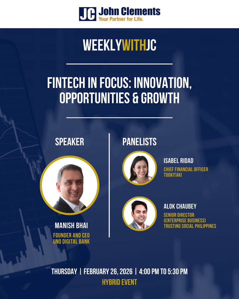 johnclementsph's tweet photo. 🌍 Fintech in Focus: Innovation, Opportunities &amp; Growth

👉 Sign up today to secure your slot! https://t.co/F2JCE6eiMt

#Fintech #Innovation #Growth #FutureOfWork #DigitalBanking #TechTrends #Leadership #WeeklyWithJC https://t.co/NkIIPmQV2p