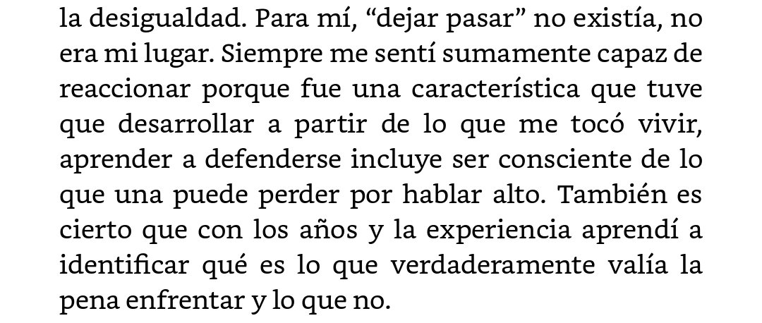 "aprender a defenderse incluye ser consciente de lo que una puede perder por hablar alto" LEAN EL LIBRO DE CAZZU, no se van a arrepentir