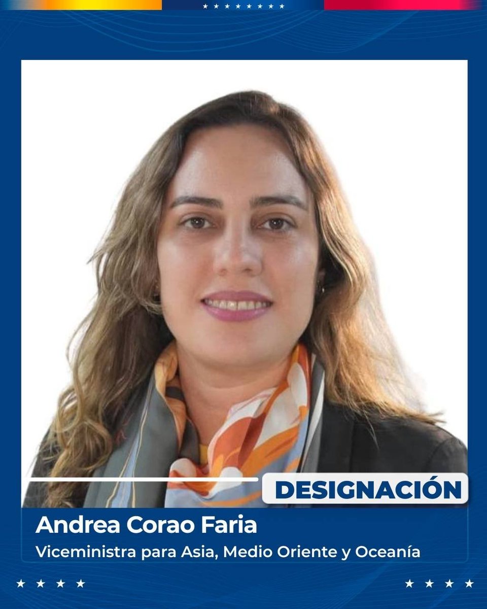 La hija de Jacqueline Coromoto Faría Pineda la que desapareció el dinero de la limpieza del Río Guaire .. pues la hija de gata caza ratón.... Delcy Rodríguez sigue beneficiando a su gente y ha nombrado a Andrea Corao Faria  como Vice presidenta para Asia, Medio Oriente y
