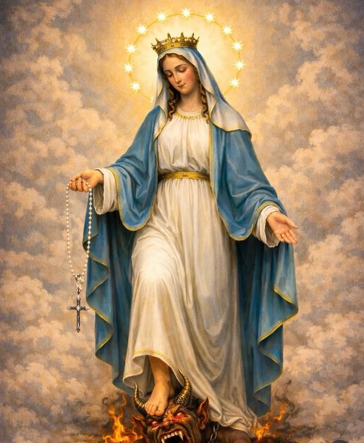 ✝️ Dios te salve, María, 
llena eres de gracia;
el Señor es contigo.
Bendita Tú eres 
entre todas las mujeres,
y bendito es el fruto de tu vientre, Jesús. 

Santa María, Madre de Dios,
ruega por nosotros, pecadores,
ahora y en la hora de nuestra muerte. Amén 🙏