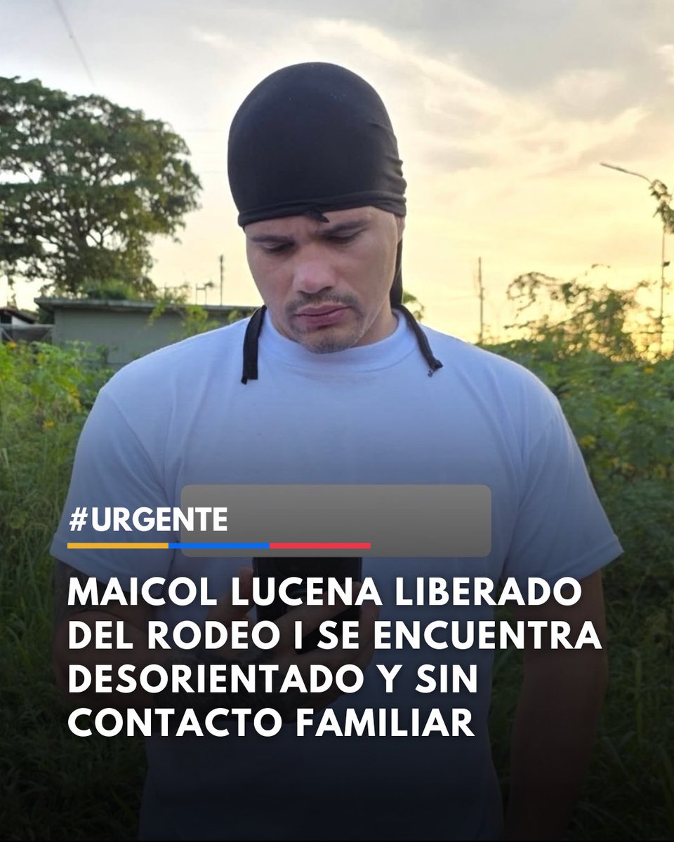 Sinmordaza's tweet photo. #AlertaSinMordaza #Urgente 🚨

El ciudadano Maicol Lucena, preso político recluido en el Rodeo I, ha sido excarcelado el día de hoy. Se reporta que se encuentra altamente desorientado y no ha logrado contactar a sus familiares. La dictadura suele liberar a los detenidos a las puertas de los penales sin previo aviso ni protocolos de seguridad, dejándolos en una situación de extrema vulnerabilidad.

SOLICITAMOS TU AYUDA:
Si tienes información sobre el paradero de sus familiares o te encuentras cerca de la zona y puedes prestar apoyo, por favor comunícate con las redes de DDHH. 
Difundir esta alerta es vital para su seguridad.
#ServicioPúblico #MaicolLucena #RodeoI