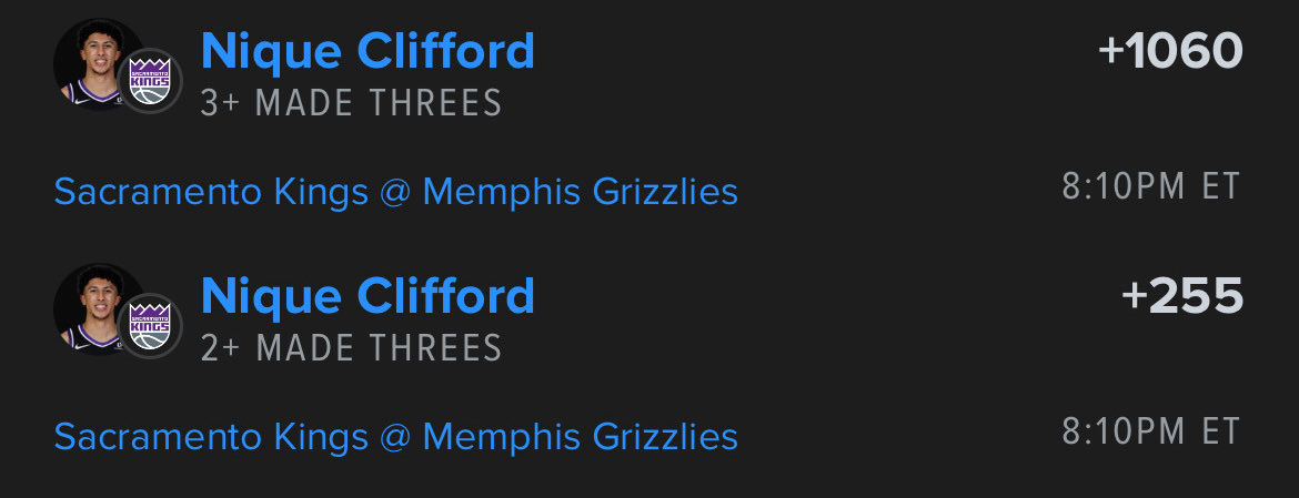 Nique Clifford Mini 3’s ladder 🪜 🏀 

He’s hit this line in his last 3 of 5 and we get great value. .35u total 💰 

Let’s climb!  🧗  

👉 betfinder.short.gy/4JrT85?utm_ref…

🎉 $50 Giveaway! RT + FOLLOW 🎉 

Let’s gooo 🚀🏀