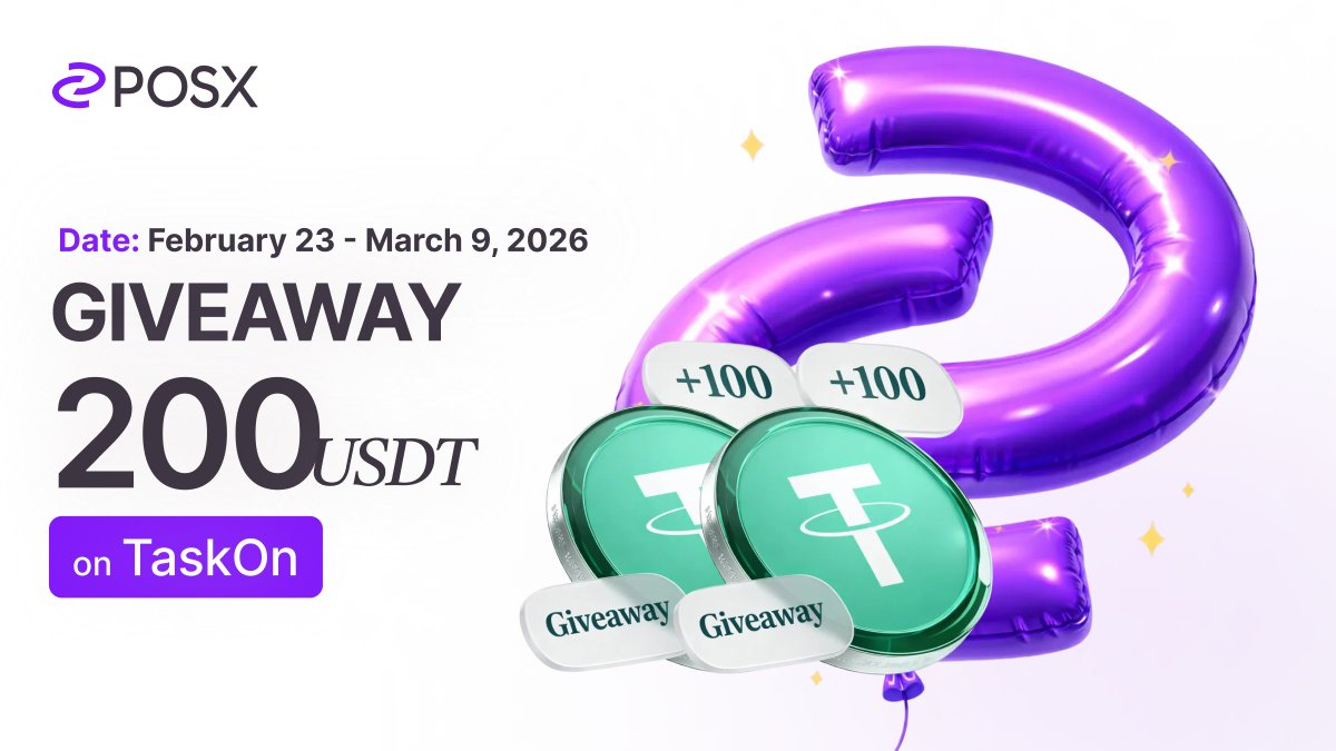 New POSX Quest Giveaway live now on <a href="/taskonxyz/">TaskOn | Ultimate Web3 Community Growth Platform</a>

We dropped a giveaway. You brought the hype.
So yeah… we dropped another one for you. 😎

📅 Duration: February 23, 2026 (4:00 PM PST) – March 9, 2026 (4:00 PM PST)
💰 Prize Pool: 200 USDT
👉 Join here: taskon.xyz/quest/793890532