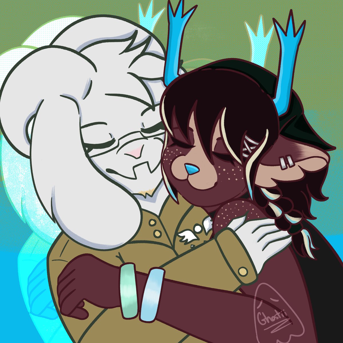 Cuddle lovers #dessriel #dessholiday #asrieldreemurr #deltarune #deltarunefanart