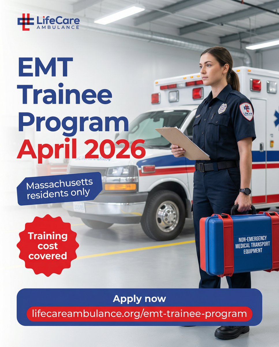 LCANewEngland's tweet image. Join our EMT Trainee Program! 🚑 Your journey to serving the community starts here.
Don’t miss out—apply today and take the first step towards a fulfilling career in healthcare. 
👉 lifecareambulance.org/emt-trainee-pr…
#EMT #EMTLIFE #BLSPartner #EMTTRAINING