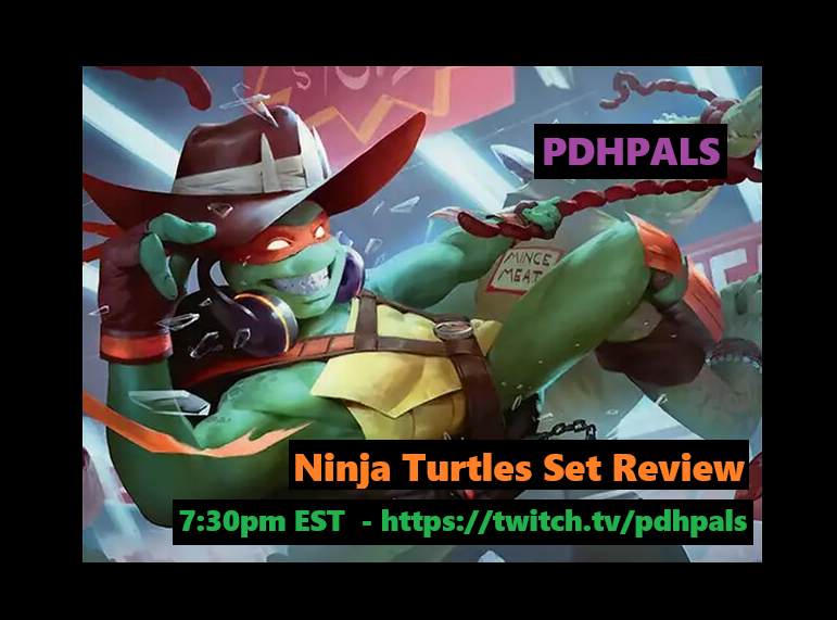 TUNE IN TOMORROW FOR OUR NINJA TURTLES SET REVIEW! we'll be doing what we always do and talking about the sick new commanders, universes beyond, and all the commons. Let us know if you're hyped or cringing for this newest Magic the Gathering set!