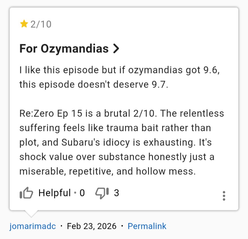 gamsteris25's tweet photo. @JanchoRZ @IMDb Some people are already review bombing ep 15 https://t.co/20c5aAMLkj