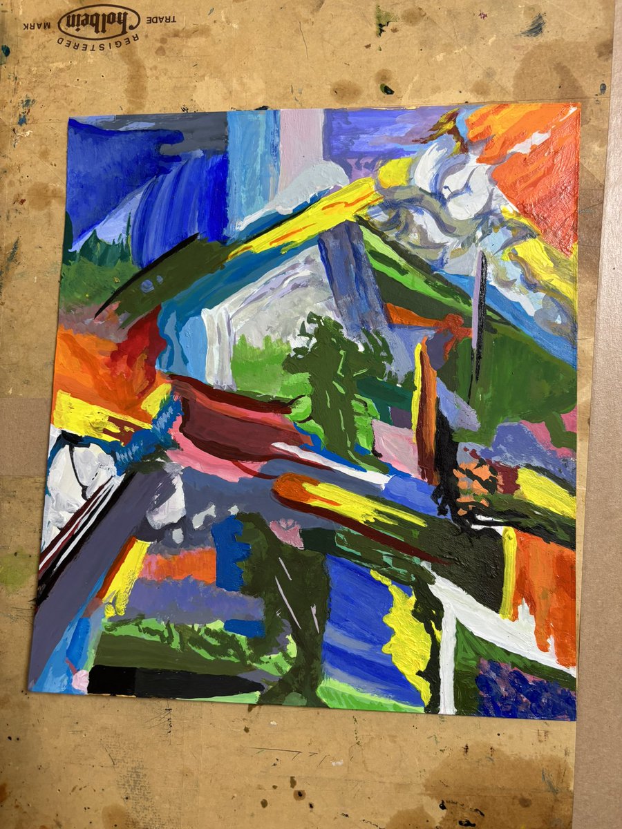 過去作、自作を模写しました。 色紙にアクリルガッシュ 夏の色彩2