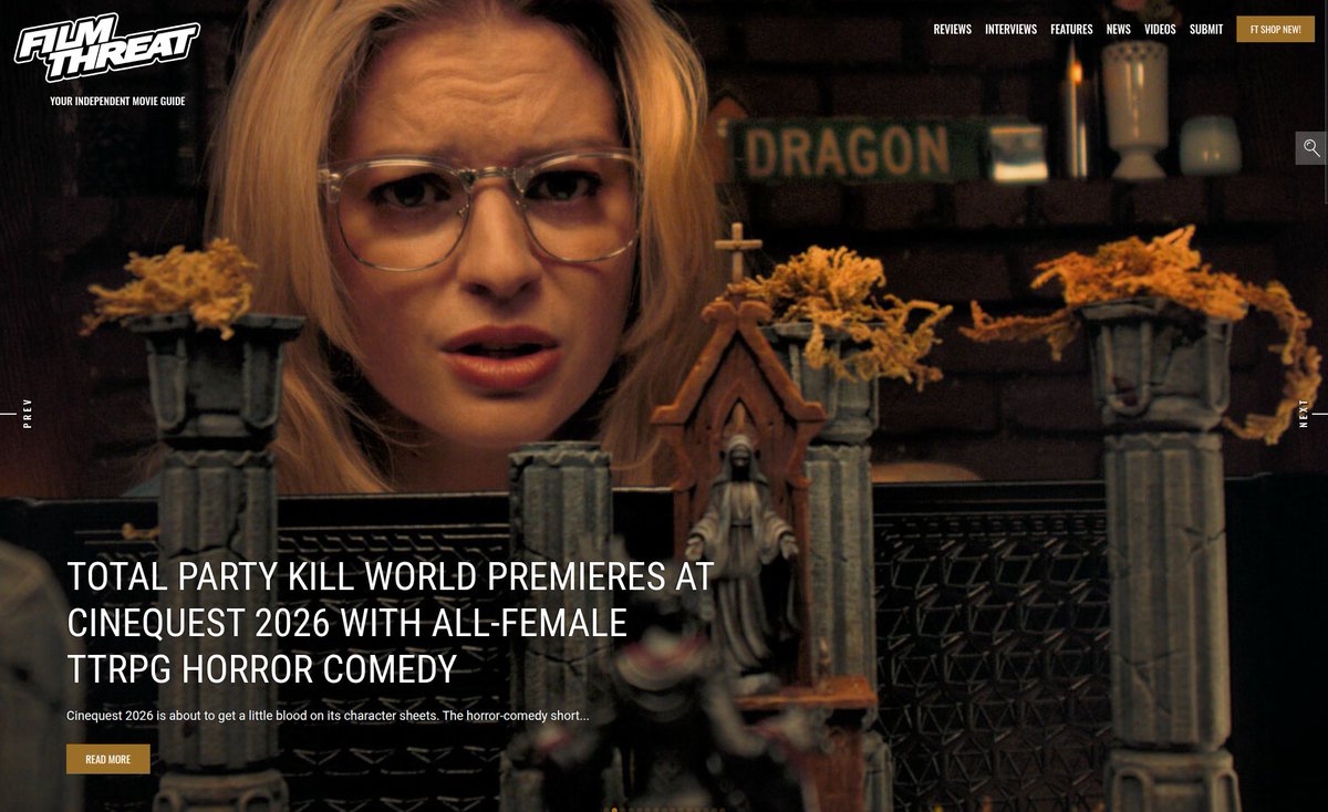 FilmThreat's tweet photo. "...serves as a proof-of-concept for a planned feature-length expansion of its demon-infested campaign." All-female TTRPG horror comedy Total Party Kill will have its world premiere at @Cinequest 2026.
https://t.co/8vd3dvhvlg #Cinequest #FilmThreatCinequest #Cinequest2026 https://t.co/spZrTFa1AX
