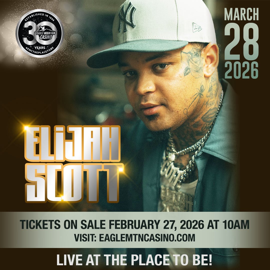 EagleMtnCasino's tweet image. Elijah Scott LIVE at The Place To Be on March 28th! Tickets on sale Friday 2/27 at 10am!

#EMCThePlaceToBe