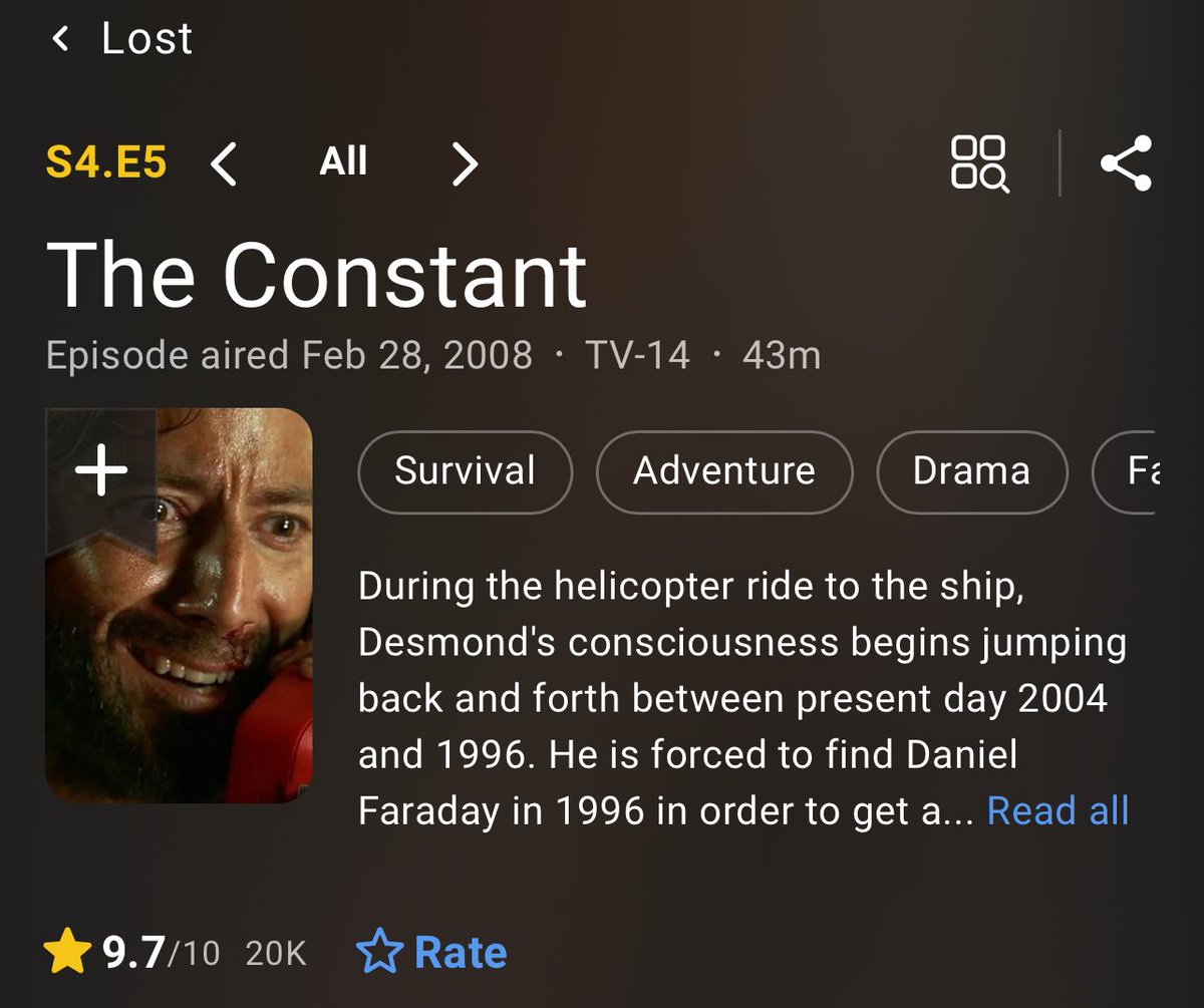 “The Constant” S04E05 is the highest-rated episode of #LOST, with a 9.7 on IMDb. Do you agree?